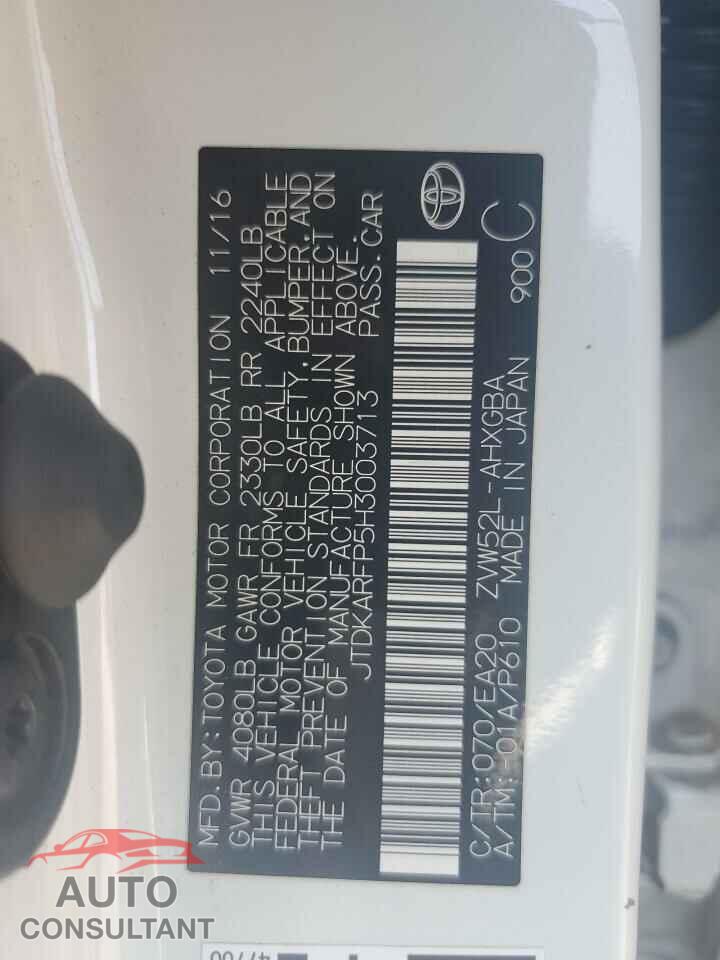 TOYOTA PRIUS 2017 - JTDKARFP5H3003713