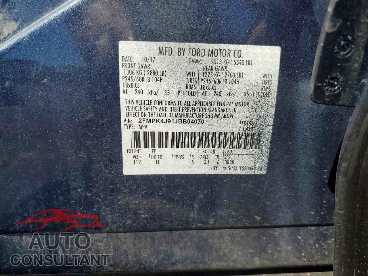 FORD EDGE 2018 - 2FMPK4J91JBB04070