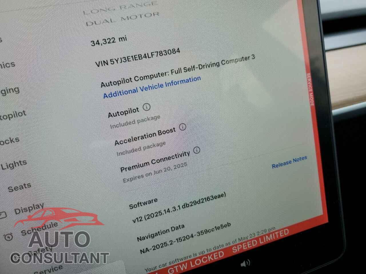 TESLA MODEL 3 2020 - 5YJ3E1EB4LF783084