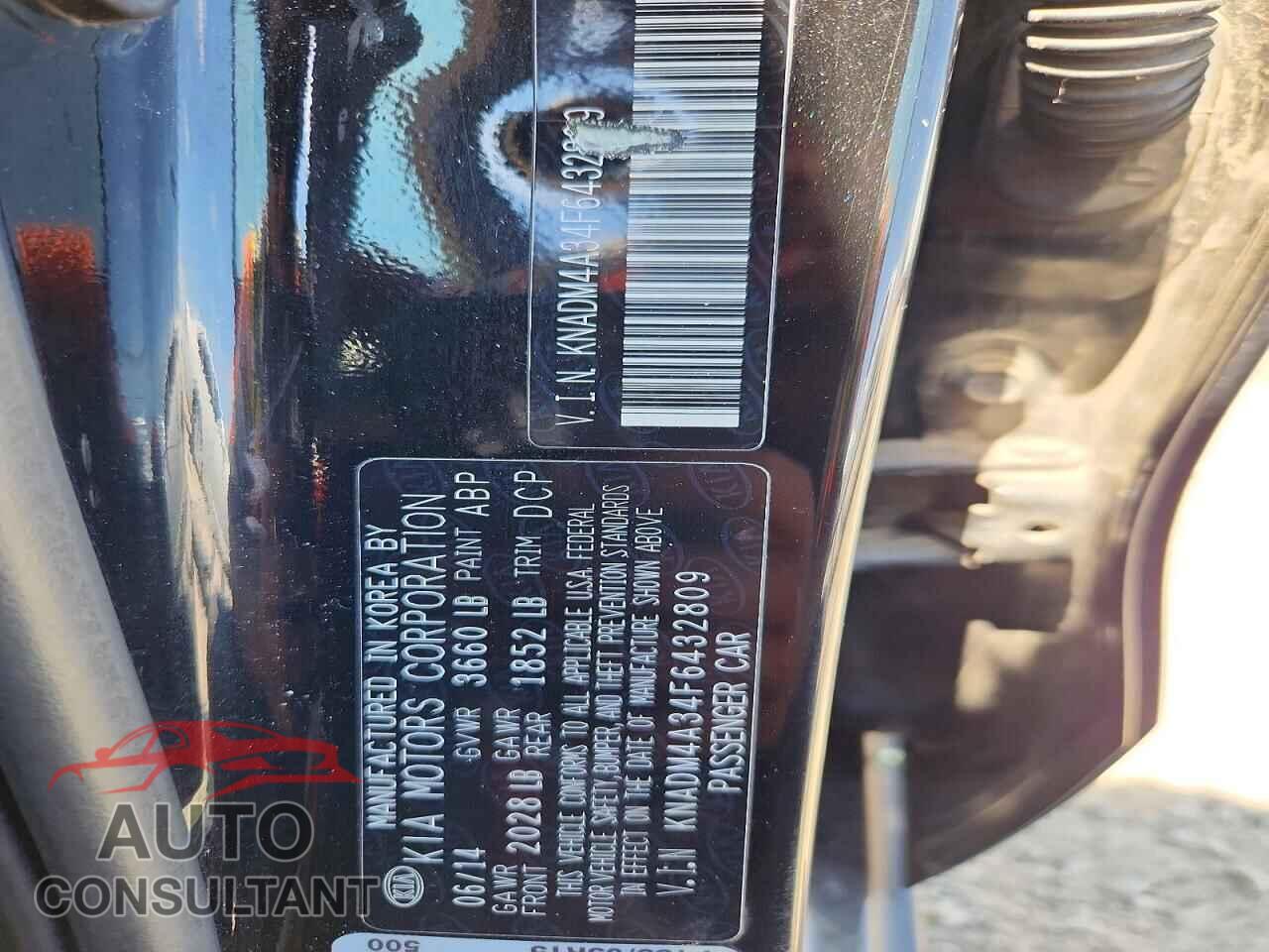 KIA RIO 2015 - KNADM4A34F6432809