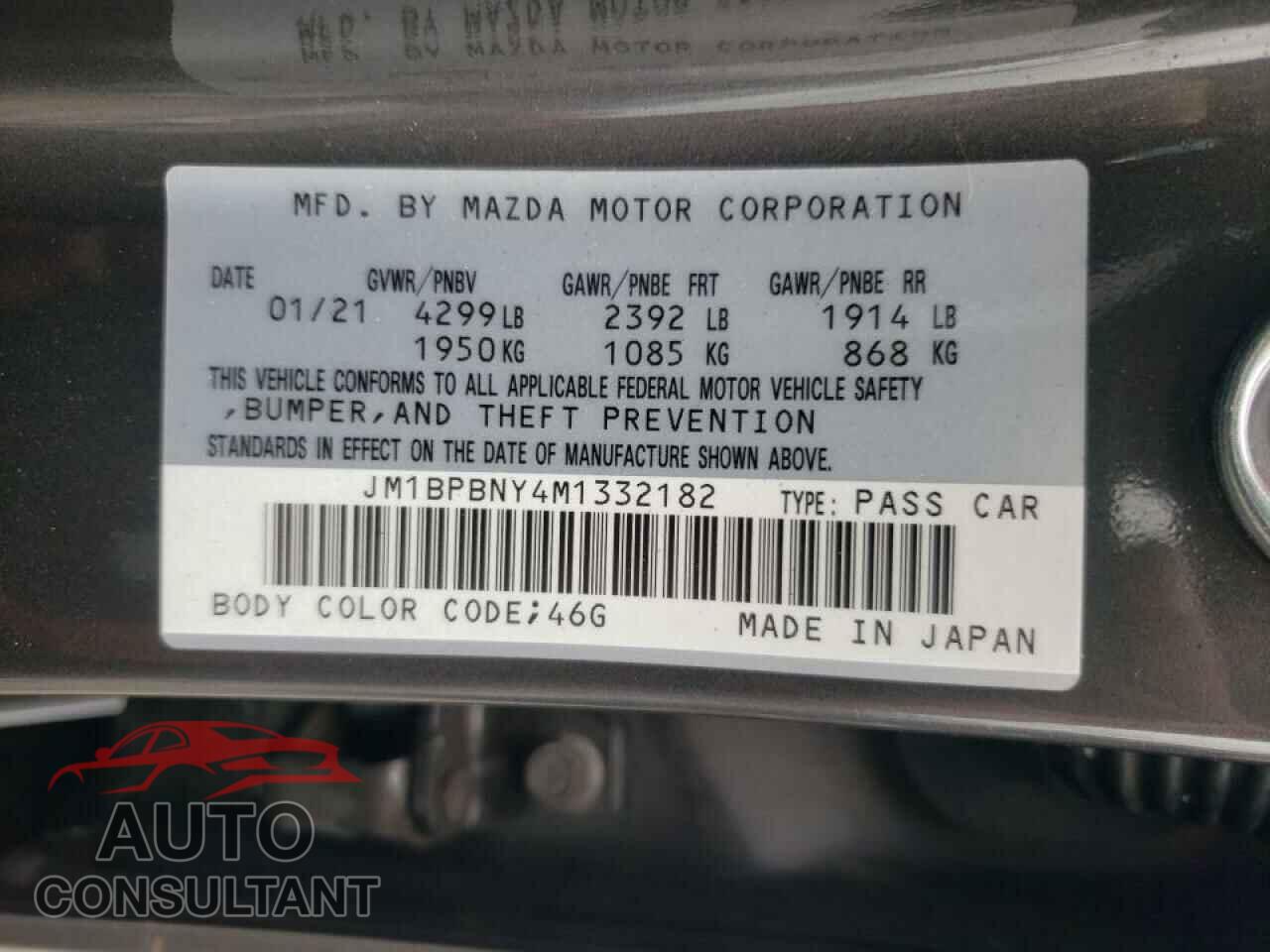 MAZDA 3 2021 - JM1BPBNY4M1332182