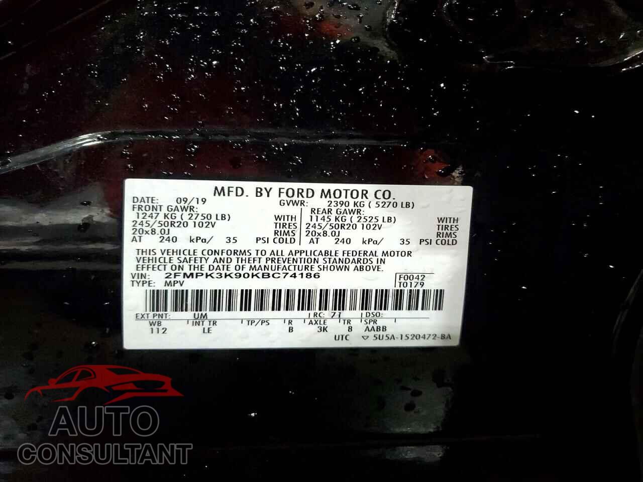 FORD EDGE 2019 - 2FMPK3K90KBC74186