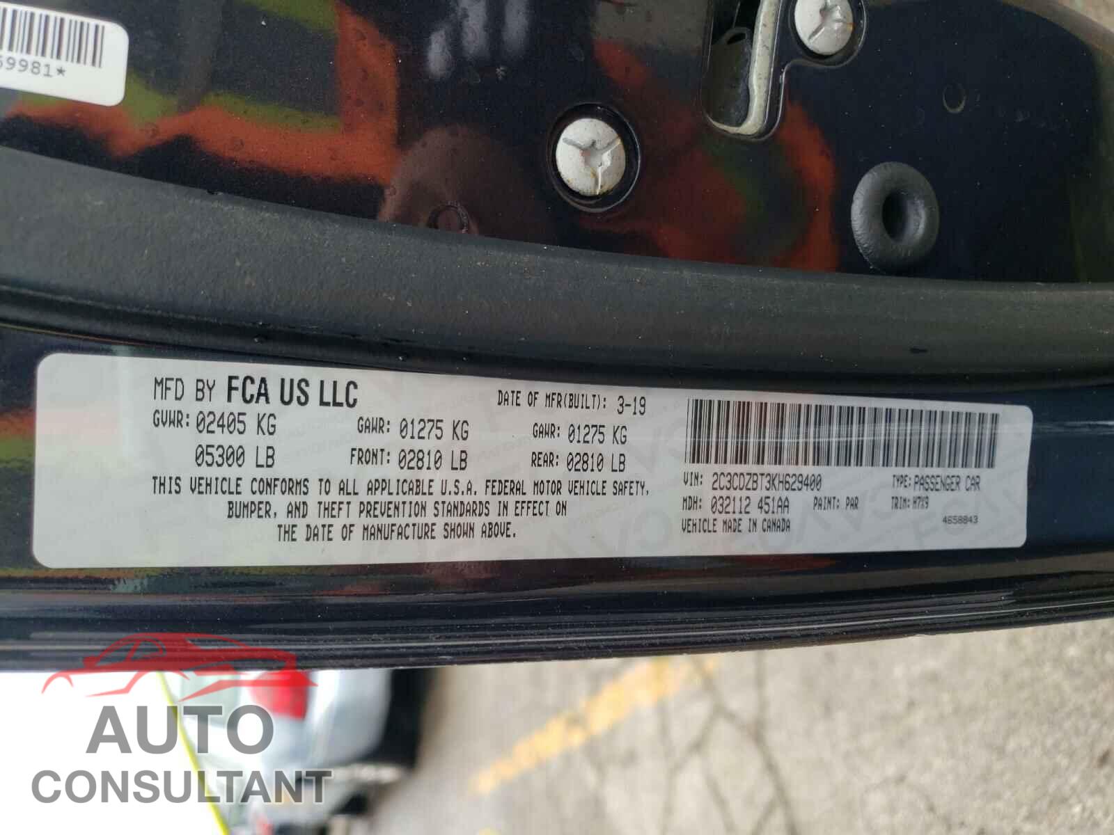 DODGE CHALLENGER 2019 - 2C3CDZBT3KH629400