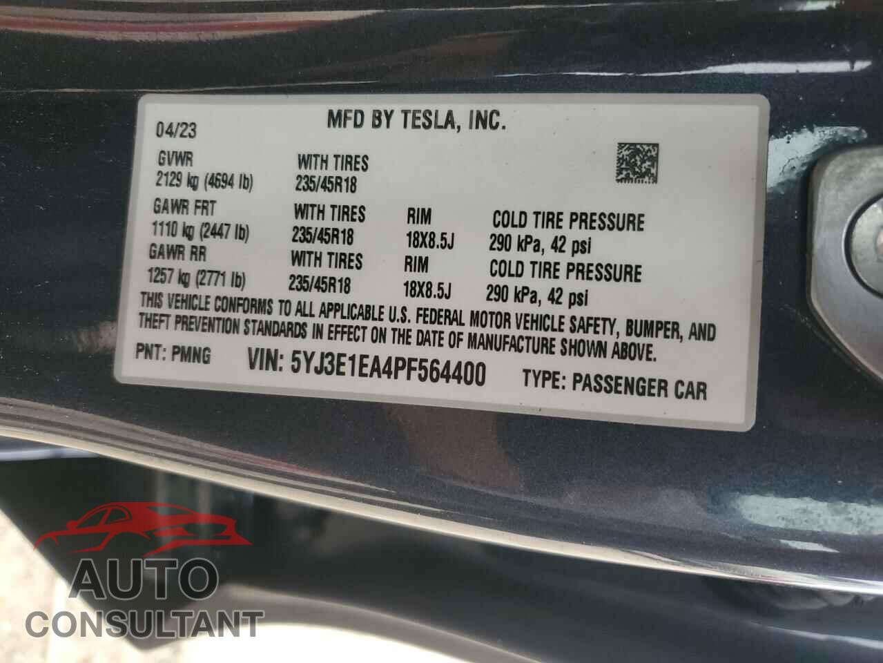 TESLA MODEL 3 2023 - 5YJ3E1EA4PF564400