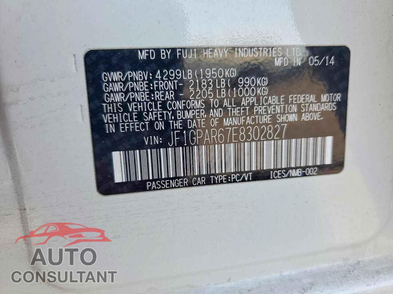 SUBARU IMPREZA 2014 - JF1GPAR67E8302827