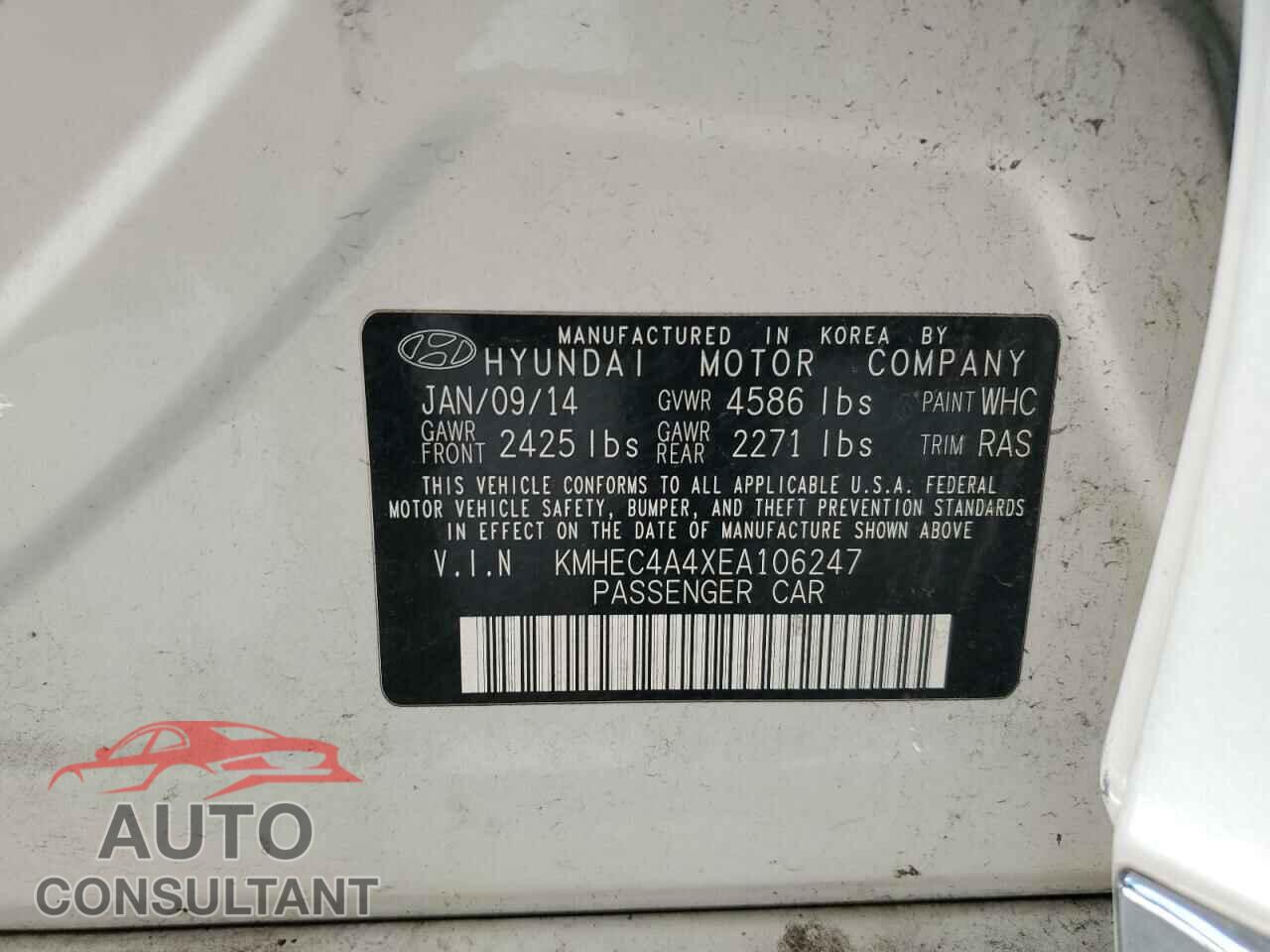 HYUNDAI SONATA 2014 - KMHEC4A4XEA106247