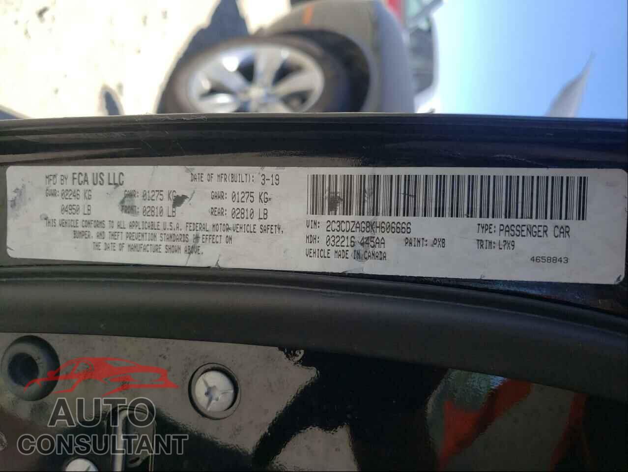 DODGE CHALLENGER 2019 - 2C3CDZAG8KH606666