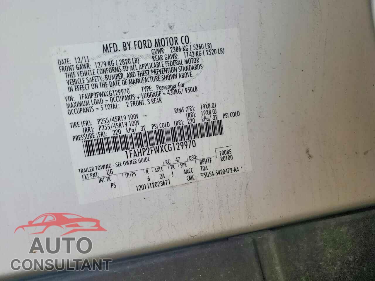 FORD TAURUS 2012 - 1FAHP2FWXCG129970