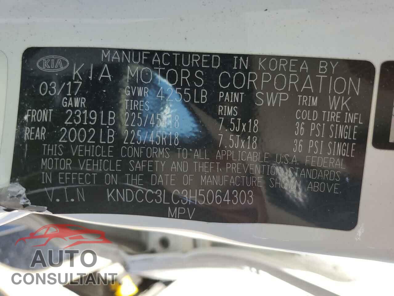 KIA NIRO 2017 - KNDCC3LC3H5064303
