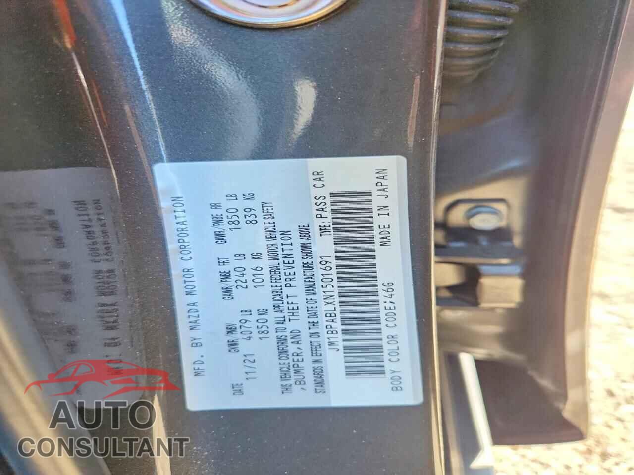 MAZDA 3 2022 - JM1BPABLXN1501691
