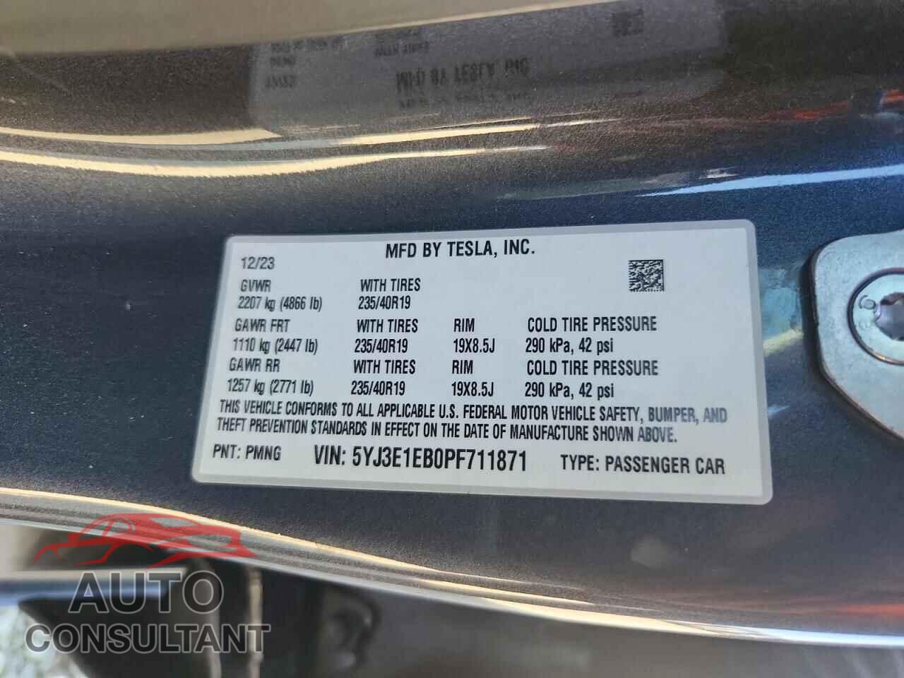TESLA MODEL 3 2023 - 5YJ3E1EB0PF711871