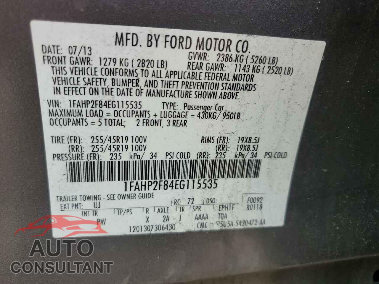 FORD TAURUS 2014 - 1FAHP2F84EG115535