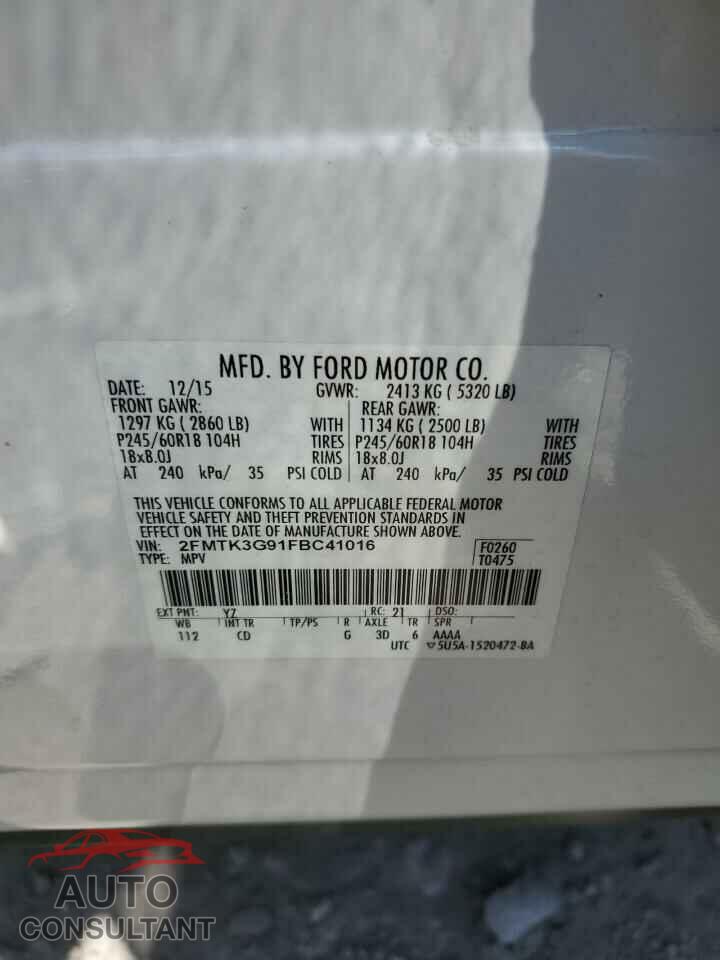 FORD EDGE 2015 - 2FMTK3G91FBC41016