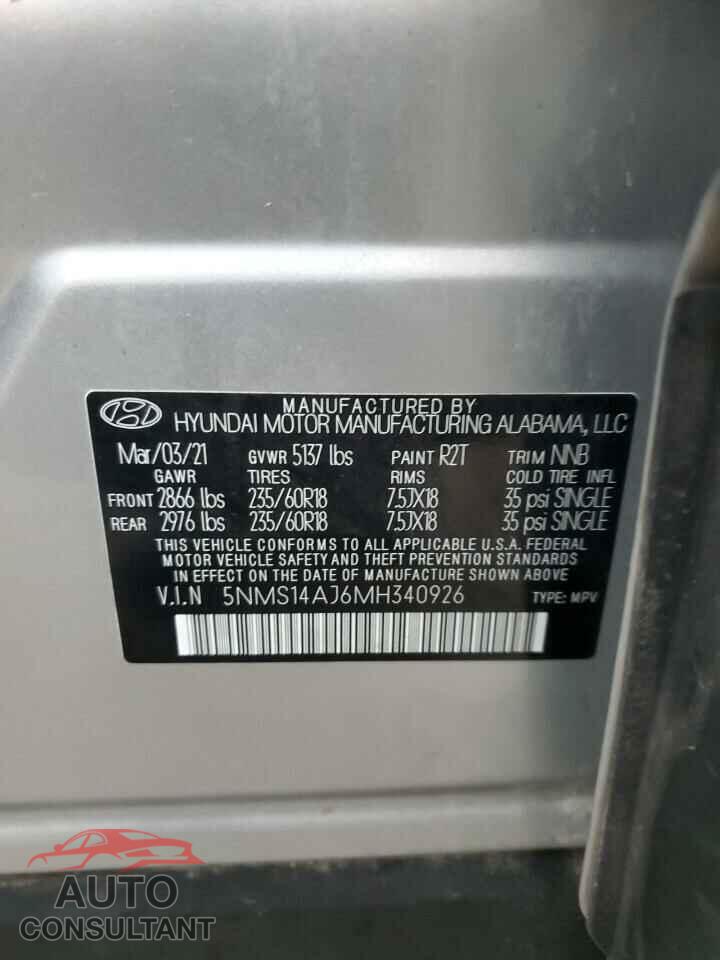 HYUNDAI SANTA FE 2021 - 5NMS14AJ6MH340926