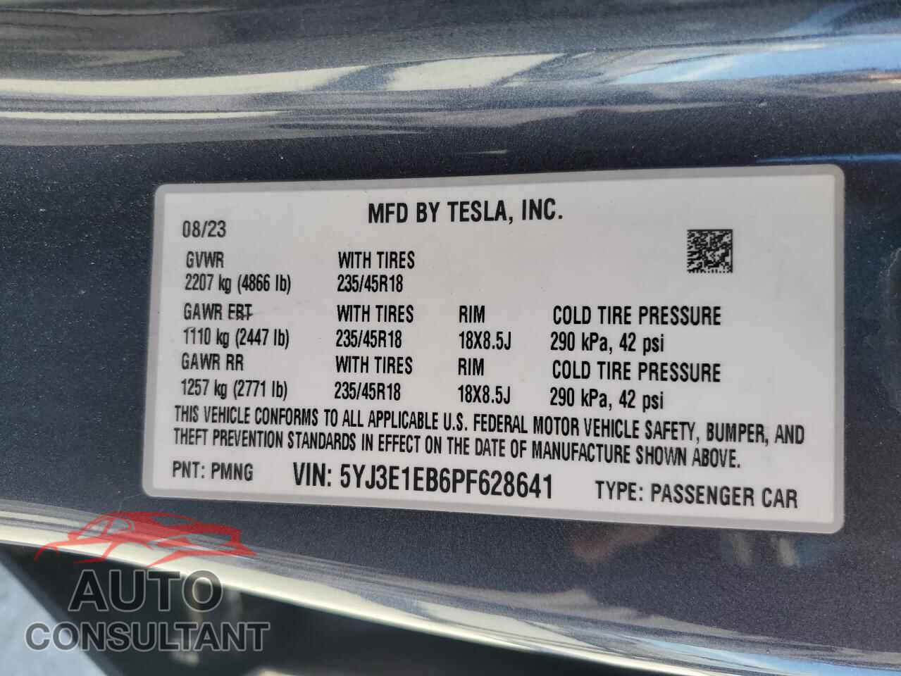 TESLA MODEL 3 2023 - 5YJ3E1EB6PF628641