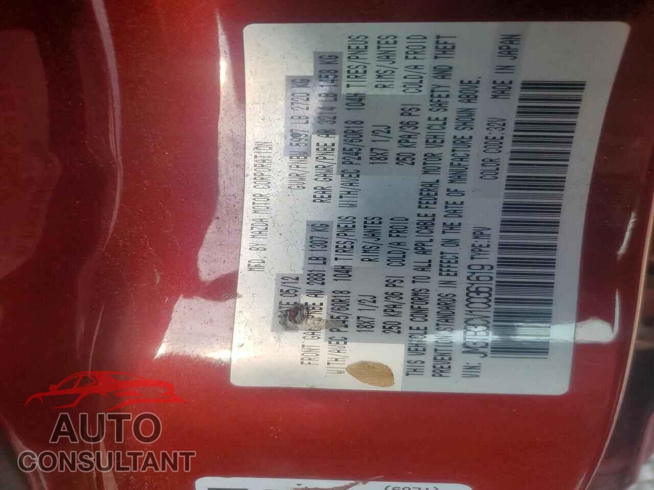 MAZDA CX-9 2012 - JM3TB3CV1C0361619