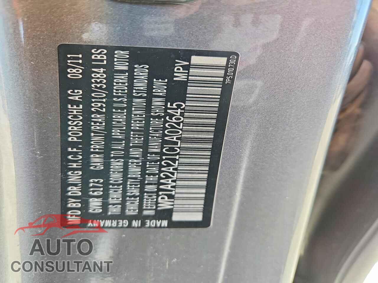 PORSCHE CAYENNE 2012 - WP1AA2A21CLA02645