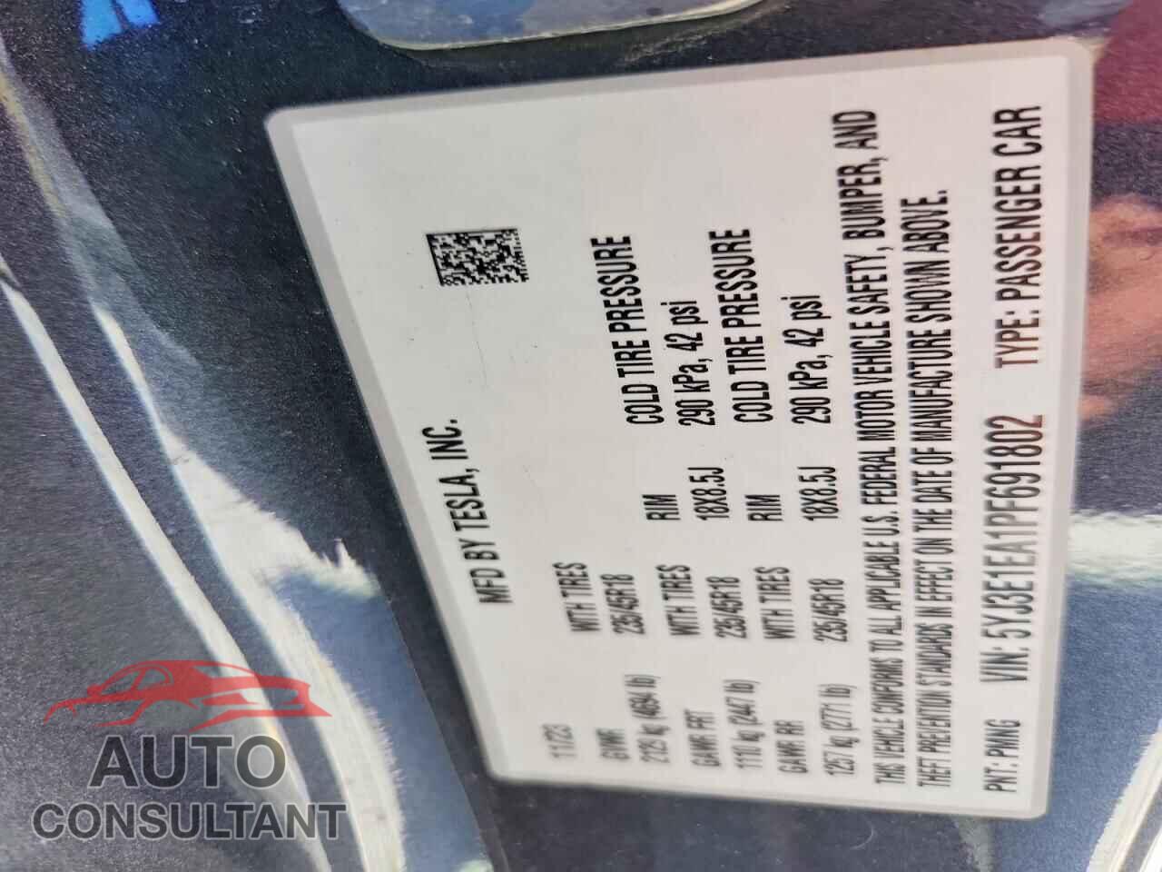 TESLA MODEL 3 2023 - 5YJ3E1EA1PF691802