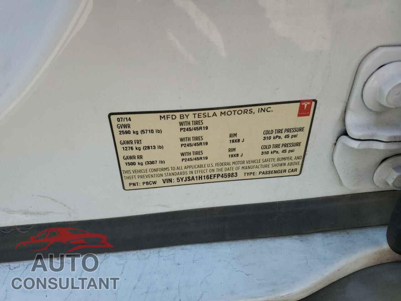 TESLA MODEL S 2014 - 5YJSA1H16EFP45983