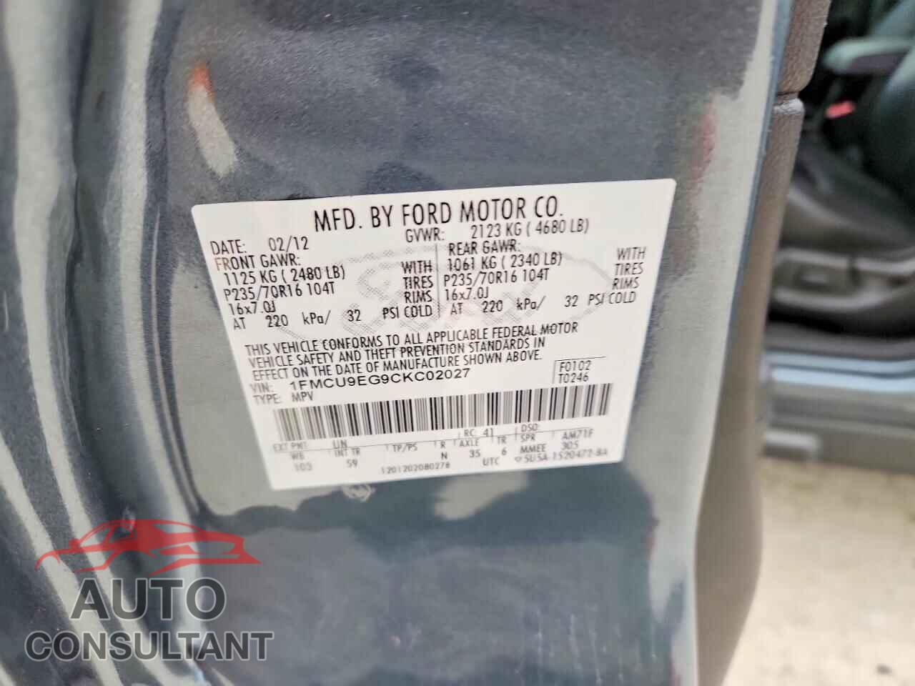 FORD ESCAPE 2012 - 1FMCU9EG9CKC02027
