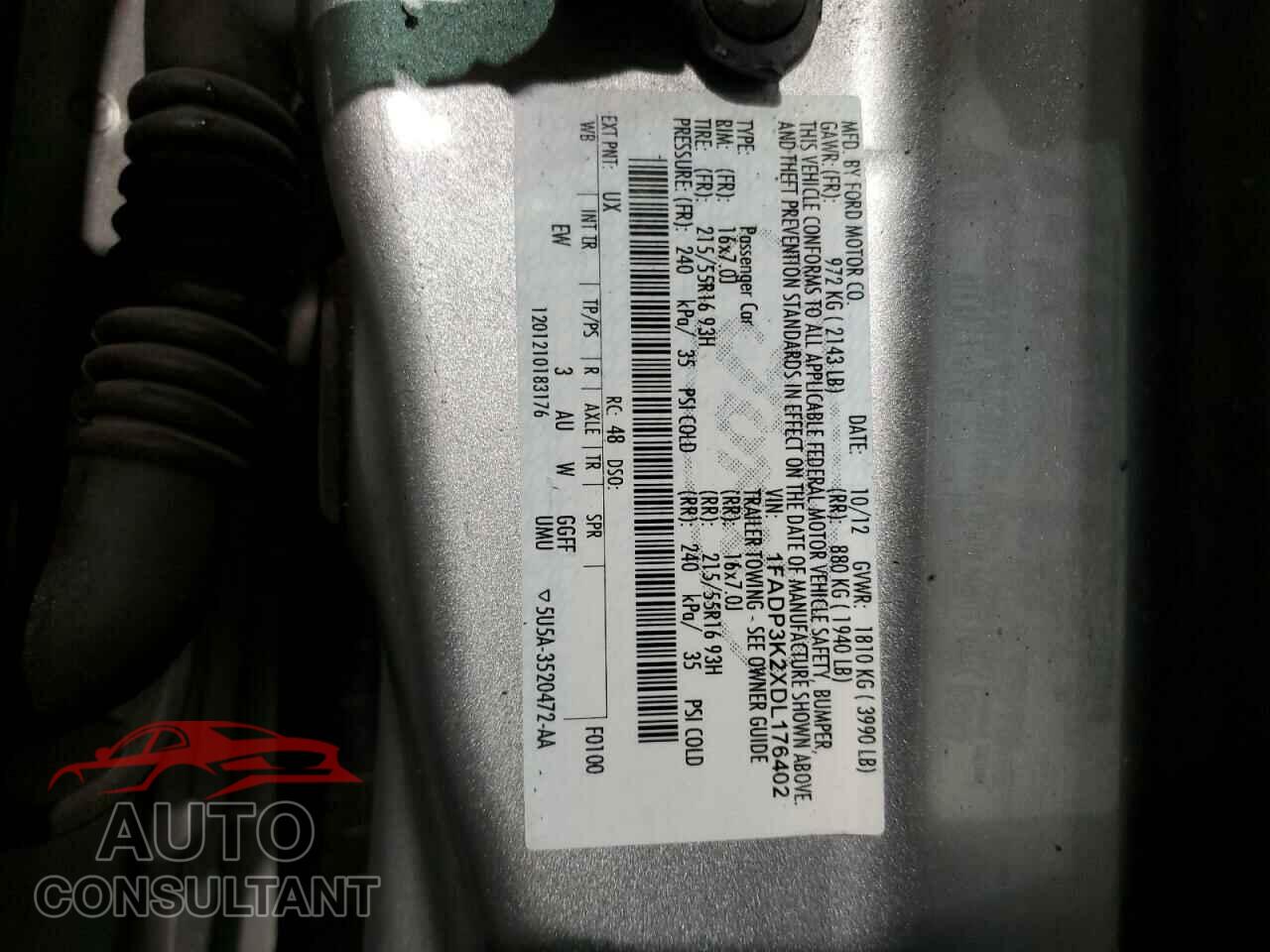 FORD FOCUS 2013 - 1FADP3K2XDL176402