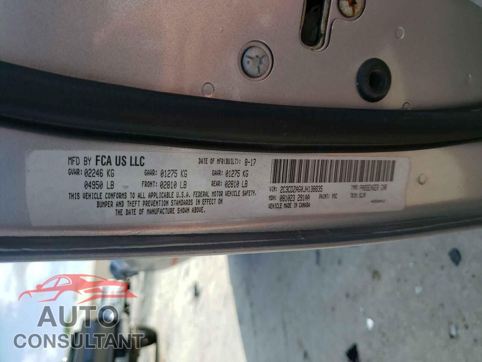 DODGE CHALLENGER 2018 - 2C3CDZAG0JH138835