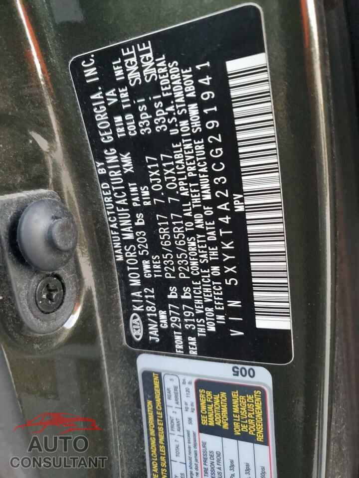 KIA SORENTO 2012 - 5XYKT4A23CG291941