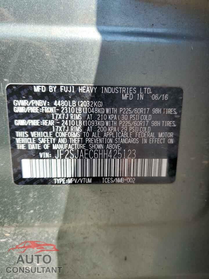 SUBARU FORESTER 2017 - JF2SJAEC6HH425123