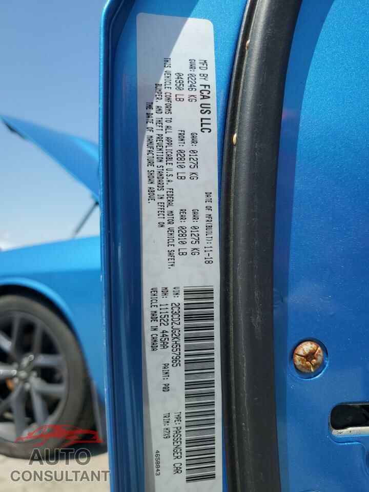 DODGE CHALLENGER 2019 - 2C3CDZJG2KH557965