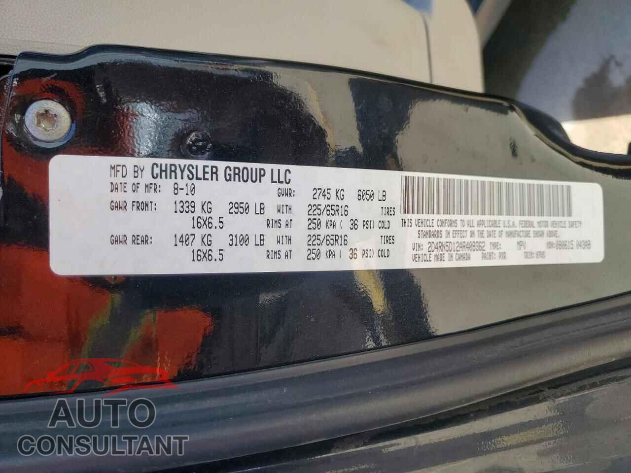 DODGE CARAVAN 2010 - 2D4RN5D12AR409362
