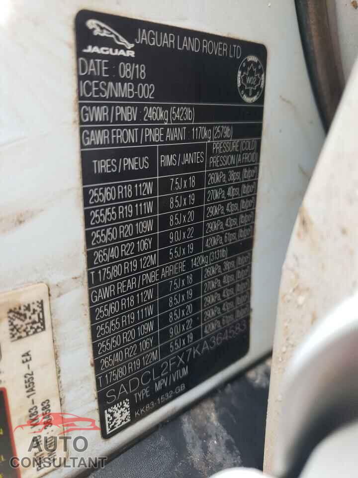 JAGUAR F-PACE 2019 - SADCL2FX7KA364583