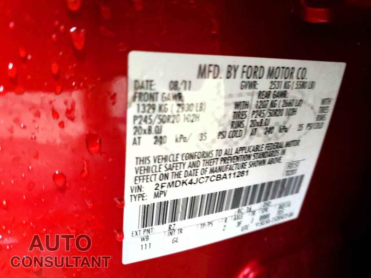 FORD EDGE 2012 - 2FMDK4JC7CBA11281