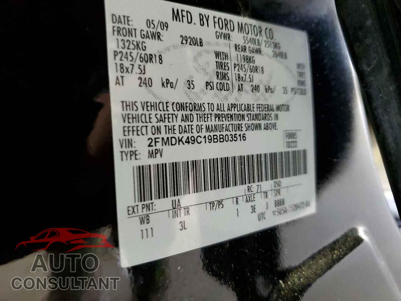 FORD EDGE 2009 - 2FMDK49C19BB03516