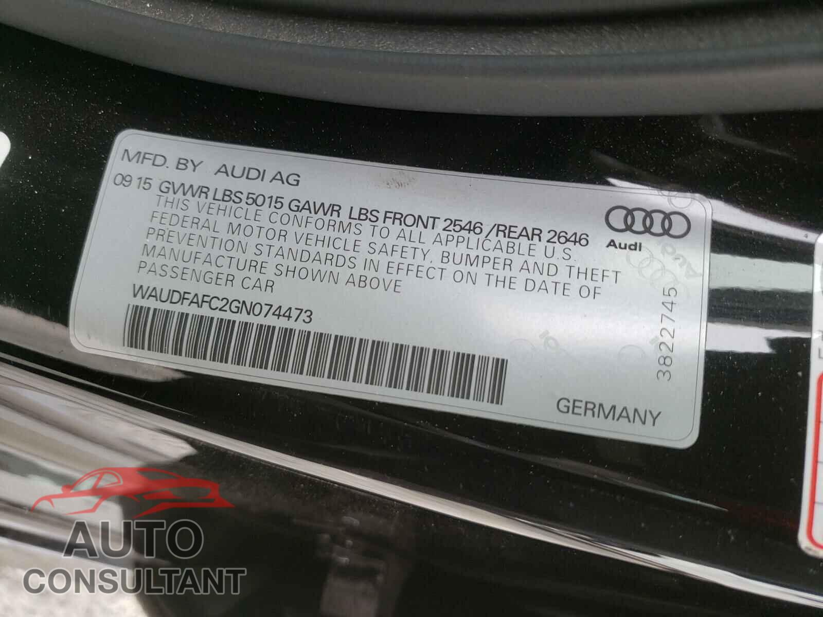 AUDI A6 2016 - WAUDFAFC2GN074473