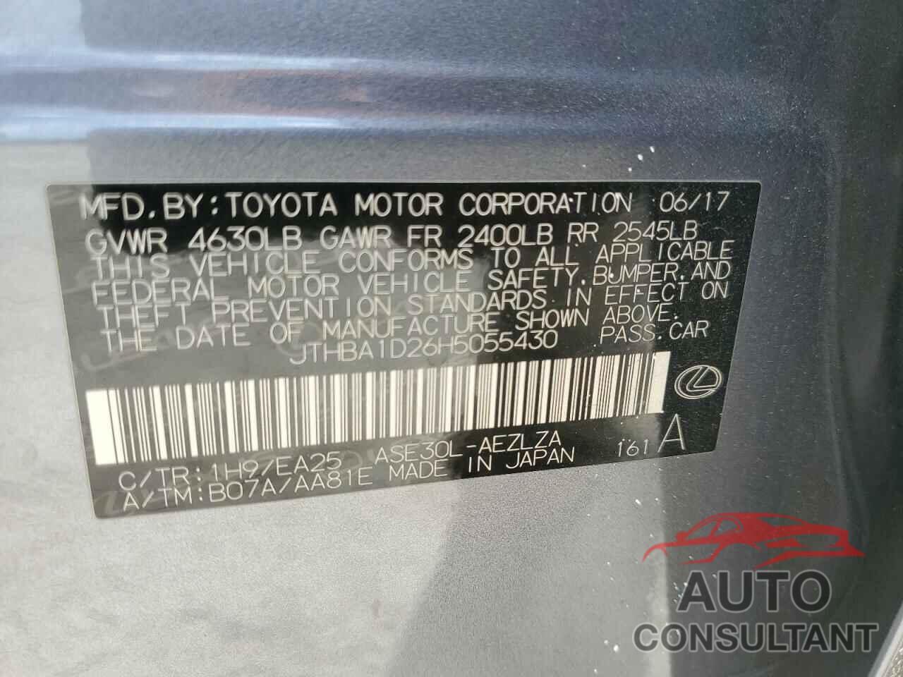 LEXUS IS 2017 - JTHBA1D26H5055430