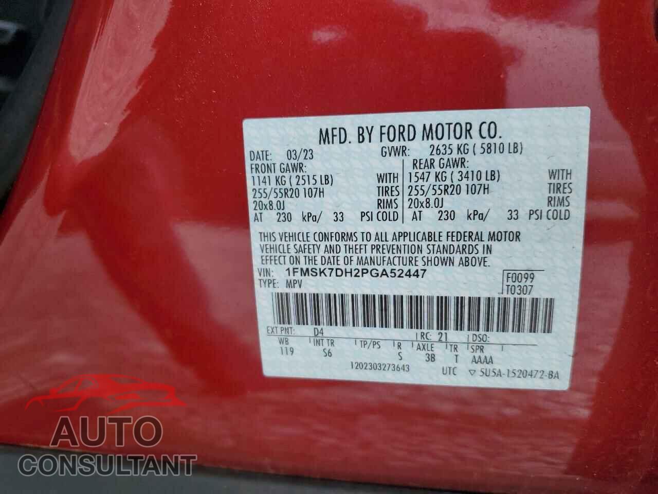 FORD EXPLORER 2023 - 1FMSK7DH2PGA52447