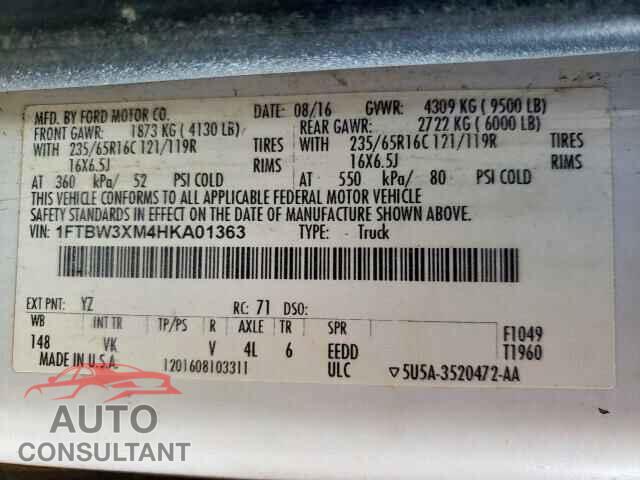 FORD TRANSIT 2017 - 1FTBW3XM4HKA01363