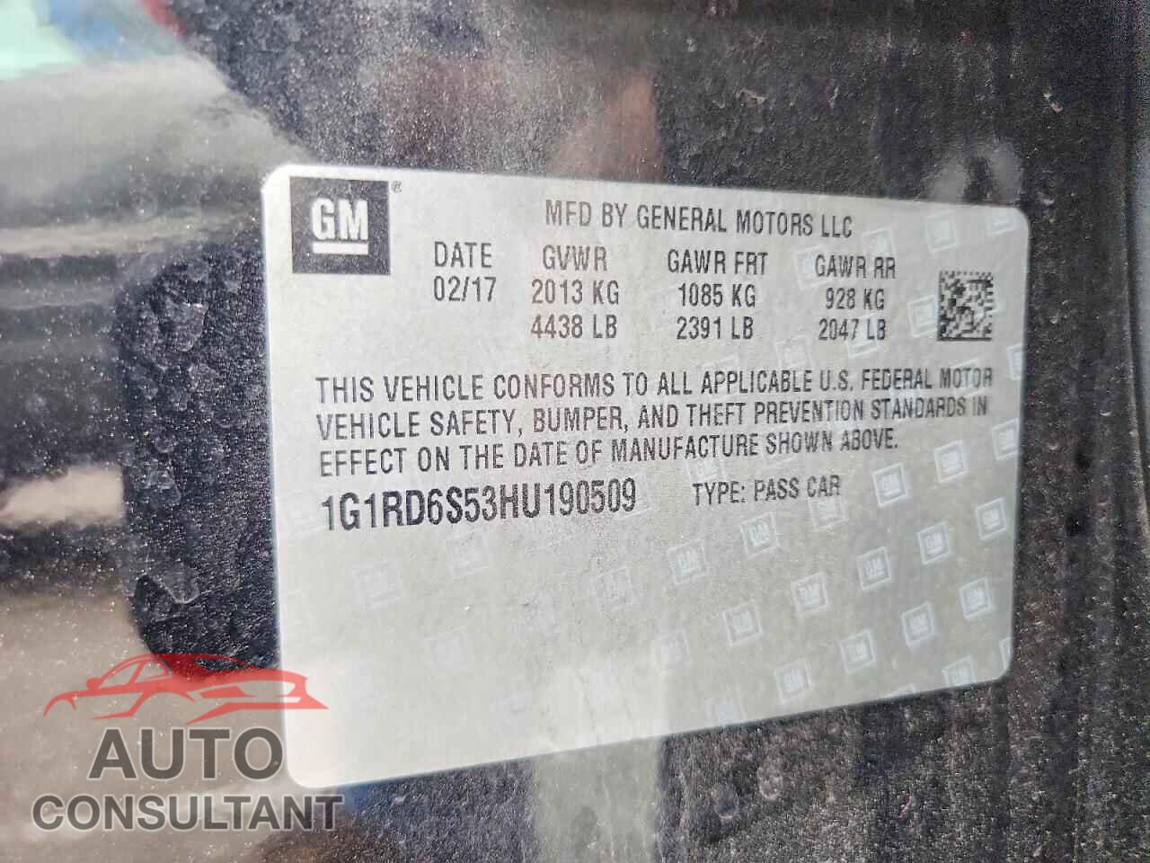 CHEVROLET VOLT 2017 - 1G1RD6S53HU190509