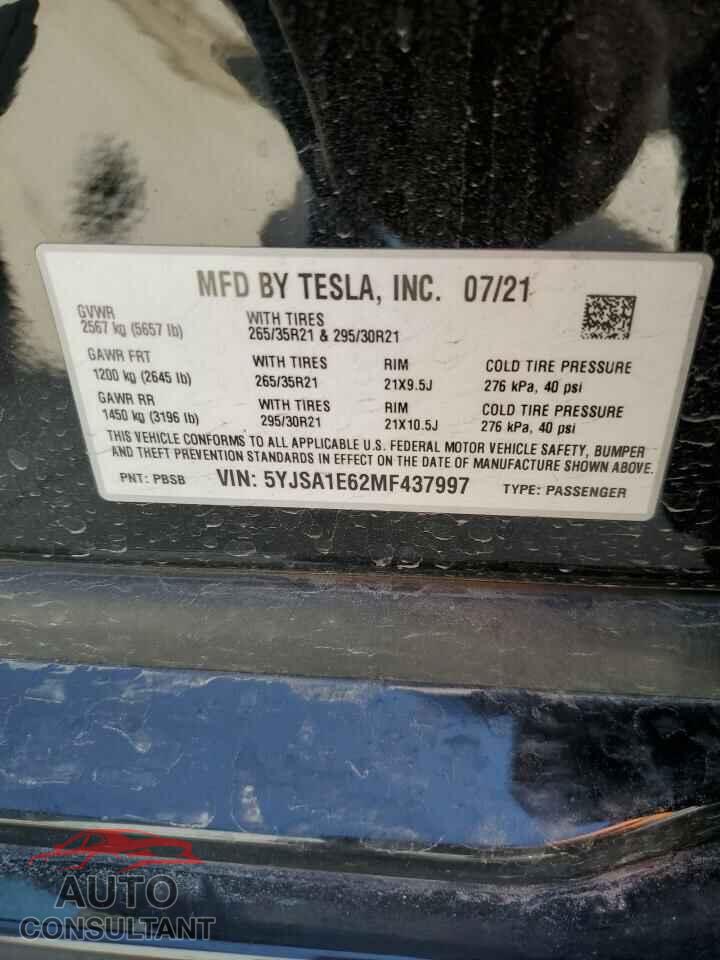 TESLA MODEL S 2021 - 5YJSA1E62MF437997