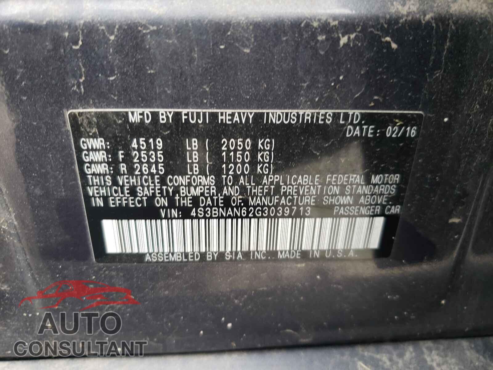 SUBARU LEGACY 2016 - 4S3BNAN62G3039713