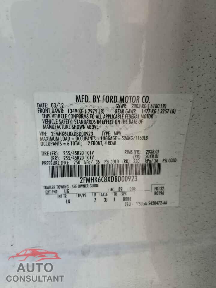 FORD FLEX 2013 - 2FMHK6C8XDBD00923