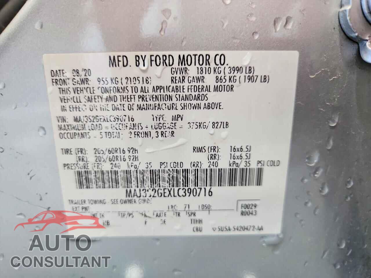 FORD ECOSPORT 2020 - MAJ3S2GEXLC390716