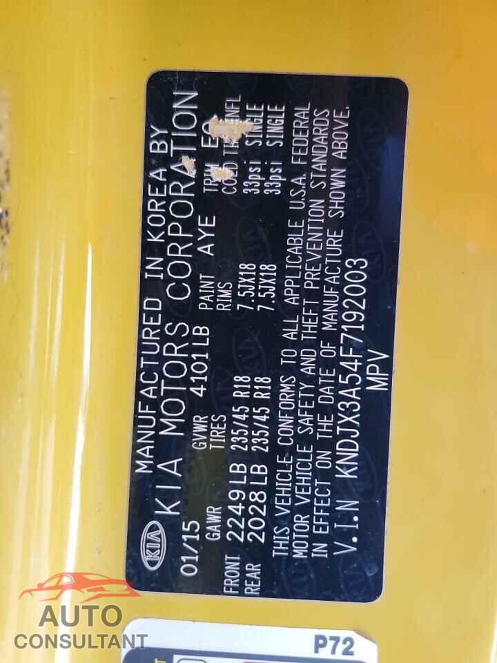 KIA SOUL 2015 - KNDJX3A54F7192003
