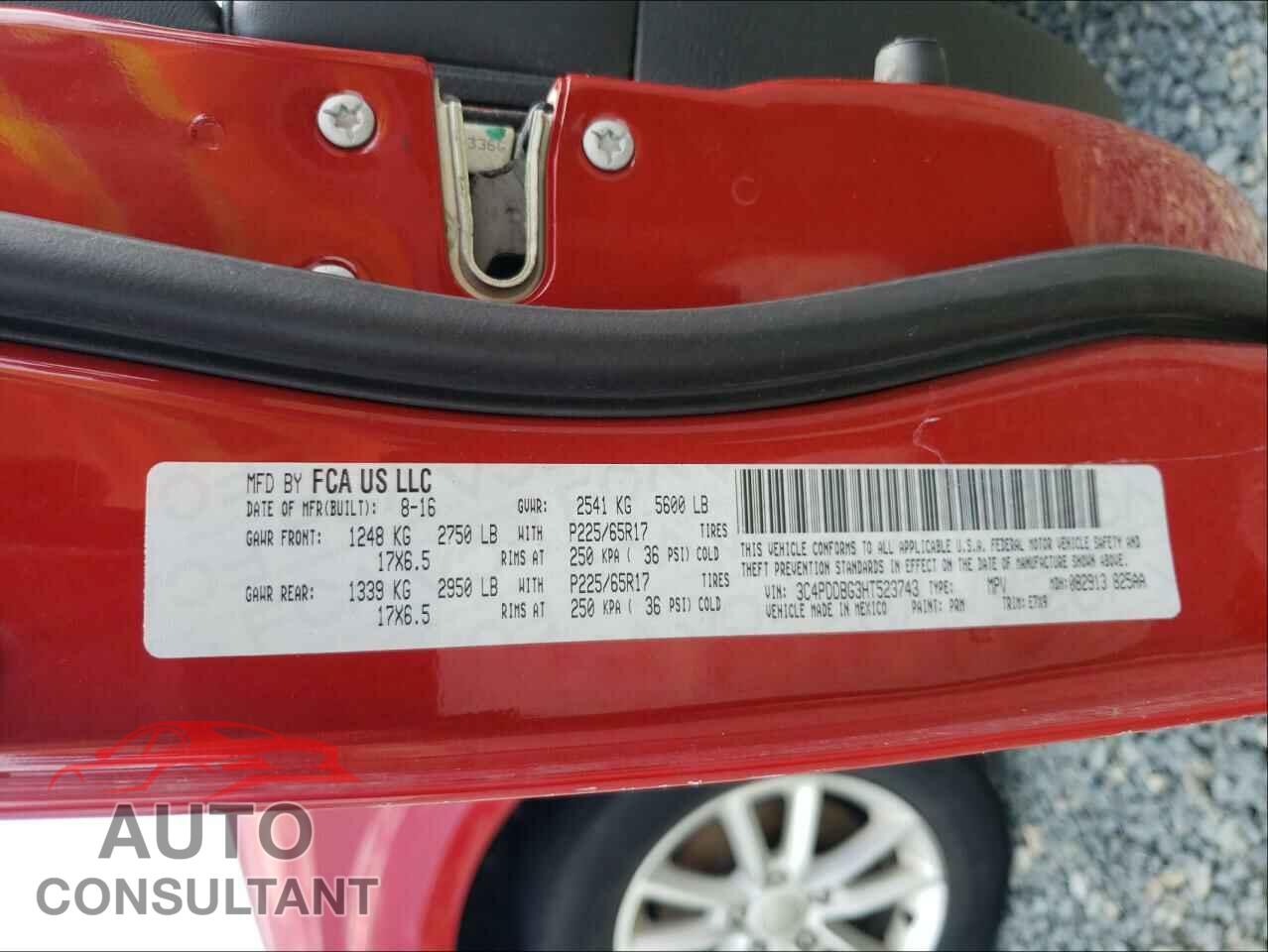 DODGE JOURNEY 2017 - 3C4PDDBG3HT523743