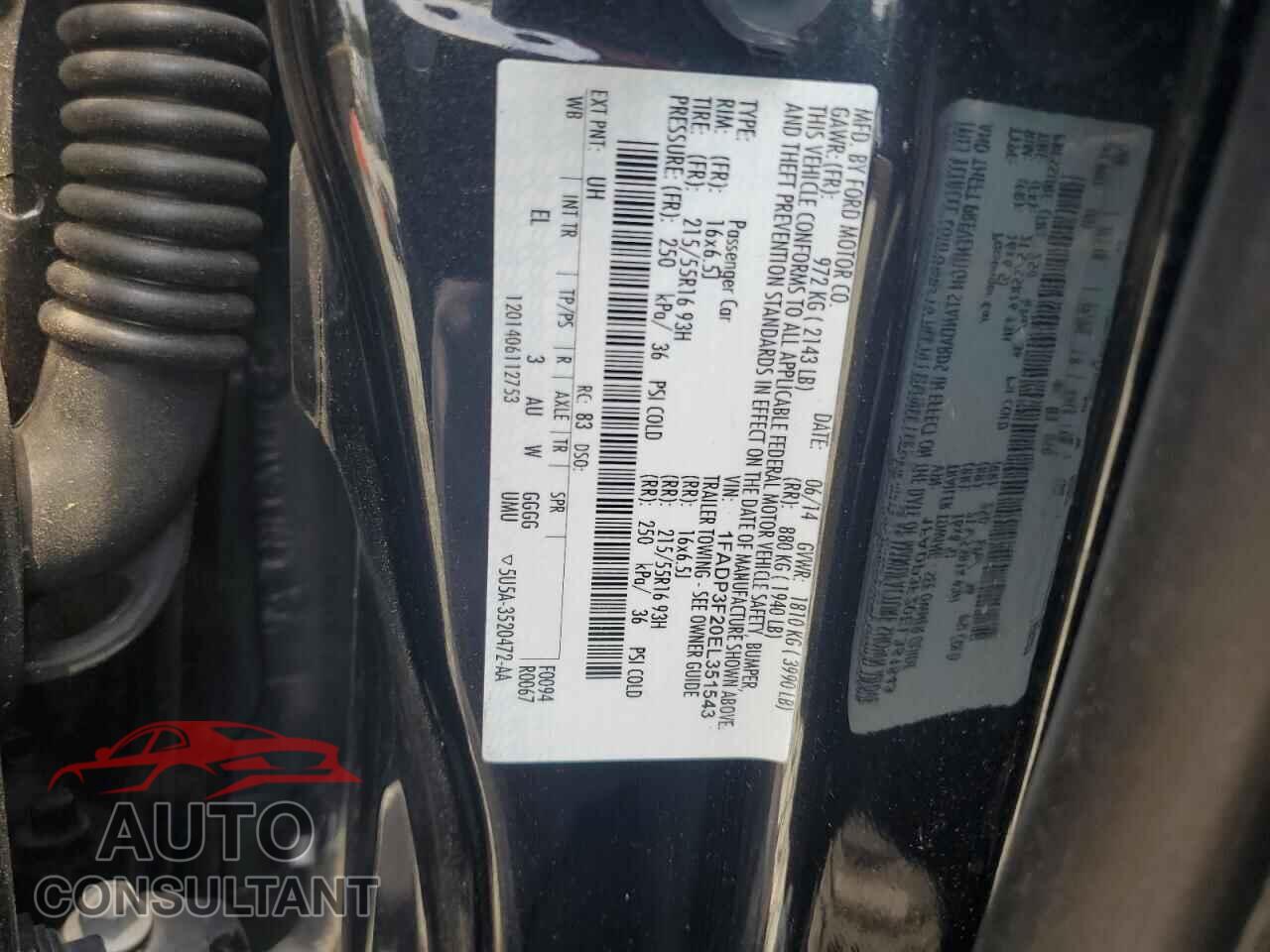 FORD FOCUS 2014 - 1FADP3F20EL351543