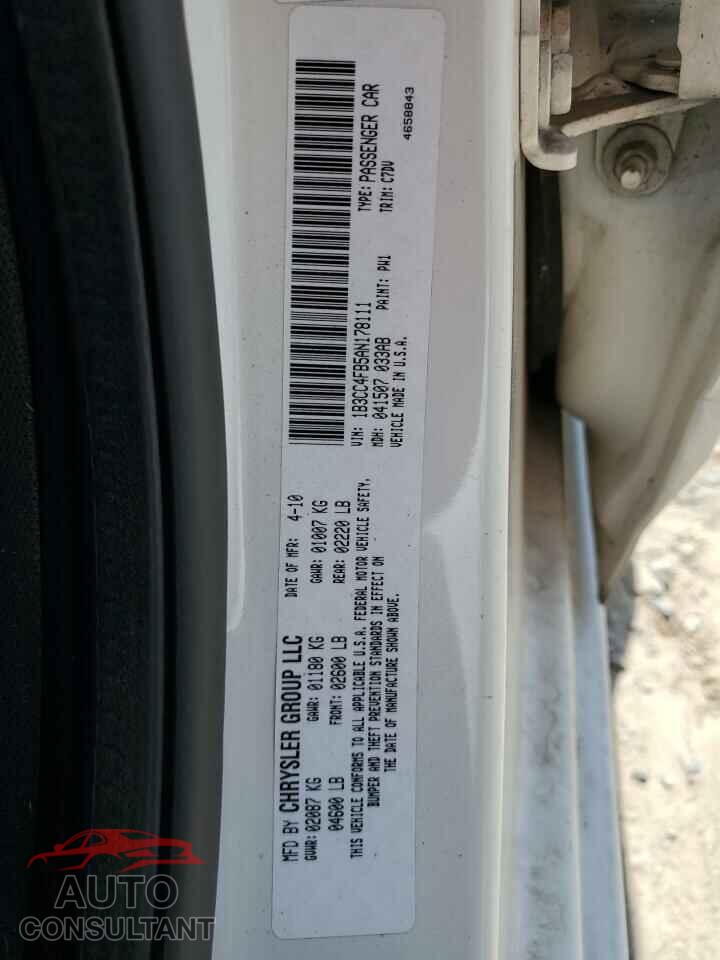 DODGE AVENGER 2010 - 1B3CC4FB5AN178111