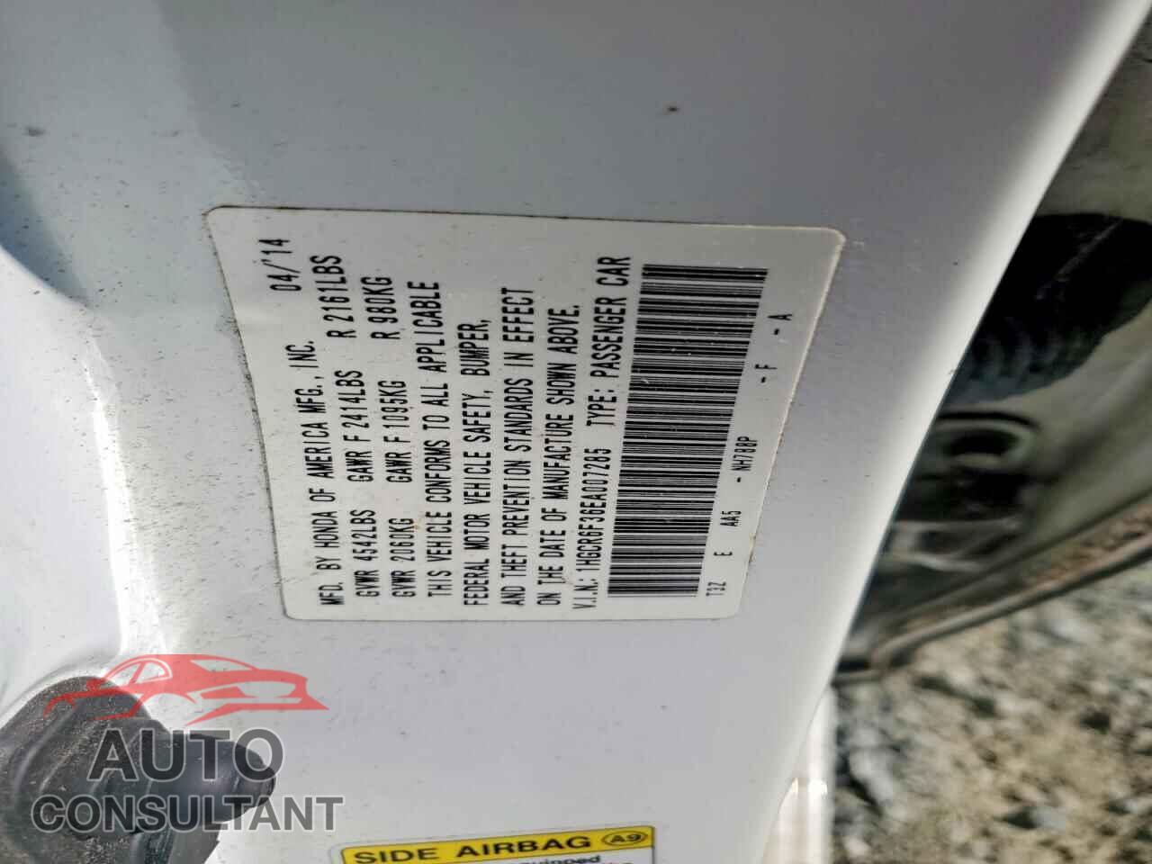 HONDA ACCORD 2014 - 1HGCR6F36EA007285