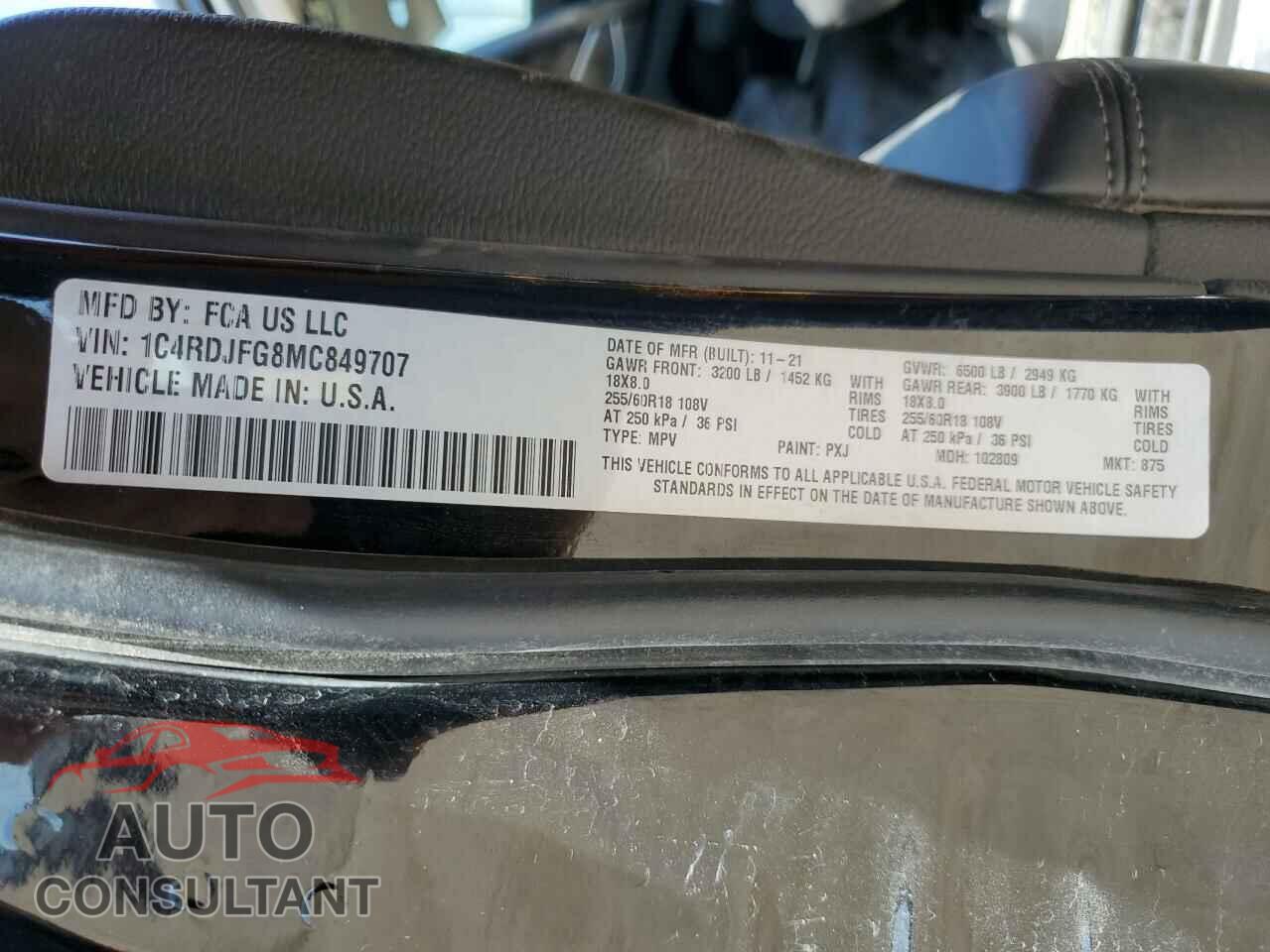 DODGE DURANGO 2021 - 1C4RDJFG8MC849707