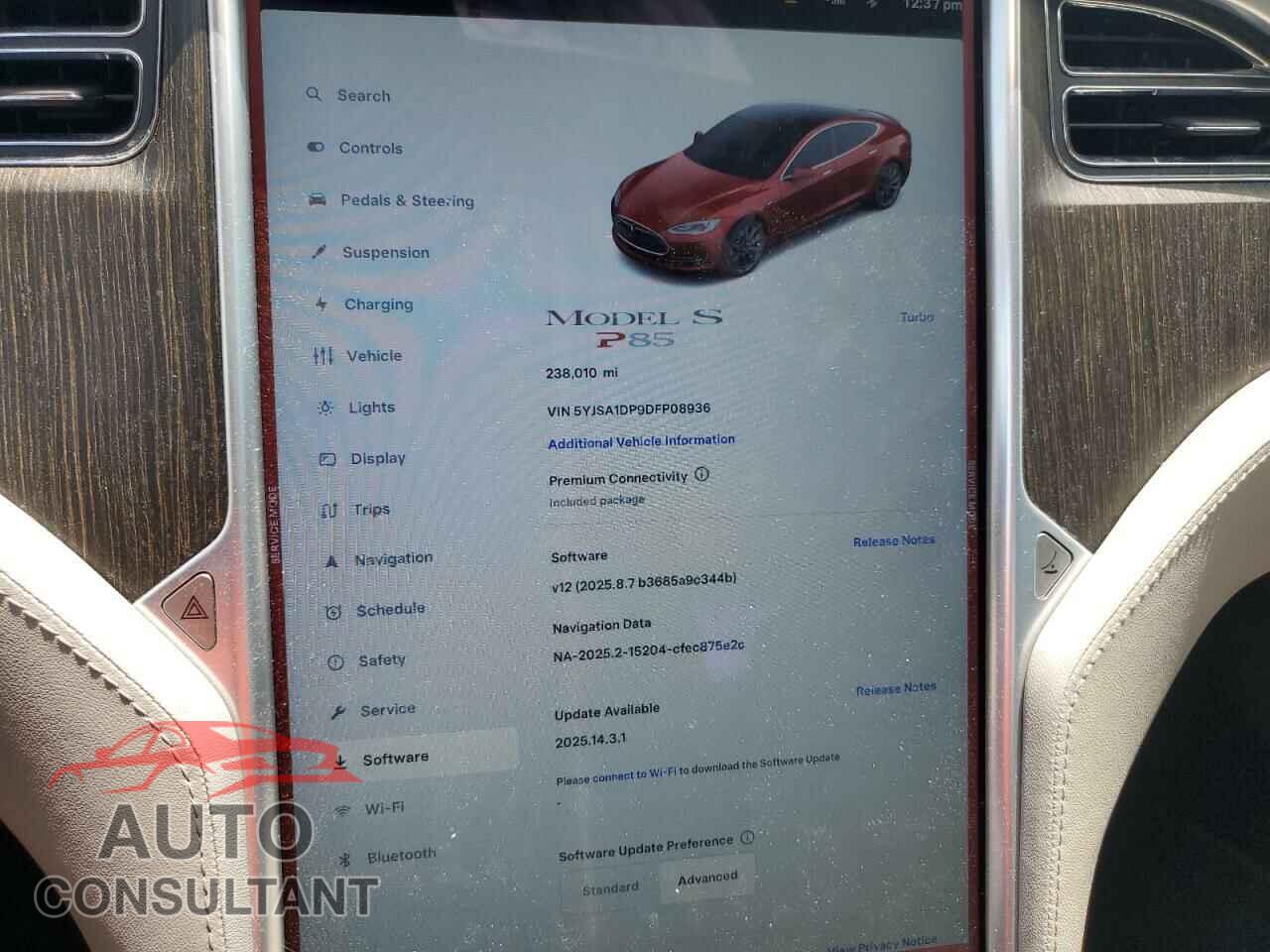 TESLA MODEL S 2013 - 5YJSA1DP9DFP08936