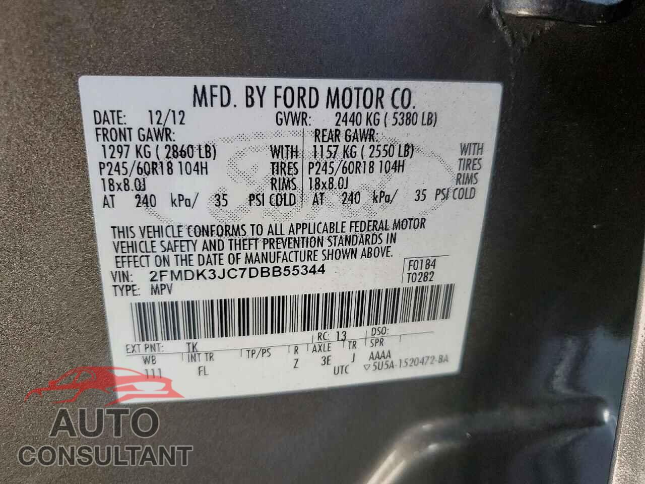 FORD EDGE 2013 - 2FMDK3JC7DBB55344